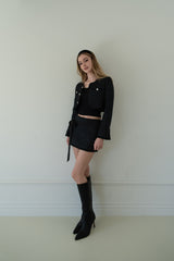 [Seow] Glow Tweed Ribbon Mini Skirt