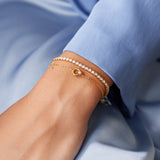 Hoop Natural Freshwater Pearl 925 Silver + 14k gold plating Bracelet B058-03G