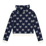 Angel of Star Wing Zip-Up Hoodie - NAVY