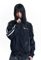 Dirty Nylon Piping Track Jacket - Black