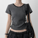 (Cotton Spandex/Waist Slim Fit 🤍) Pepero Zandara Short-Sleeved T-Shirt (4 colors)