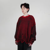 HIERARCHY STUDIOS Chroma - Distressed Red Flux Oversized Knit Sweater