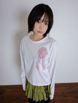コサージュサイドポイントスリム長袖Tシャツ