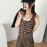 Titan color combination striped strap vest tank top sleeveless