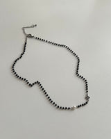 bss ブラックビーズパールサージカルフラワージュエリーチョーカーネックレス