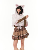 ROSE ISLAND Withered Rose Forest-Style Corduroy Tiered Patchwork Skirt