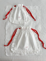 Initial Label Frill Pocket Red String Medium Size