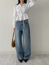 Cello V-Neck Shirred Blouse