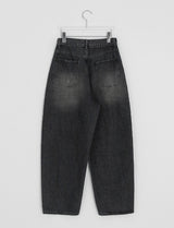 [unisex] リノンウォッシングワイドデニムパンツ