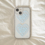 blue heart lace jellhard phone case