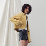 ステッチディテールドボンバージャケット MUSTARD