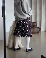 Dot Polka Dot Back Banding Midi Skirt