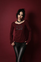 レースフレームTシャツ #ワイン
