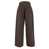 Faded Wash Wide Pants Brown