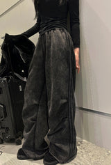 ビンテージウォッシュ加工トリプルラインワイドパンツ