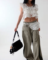 coloring string big cargo wide pants