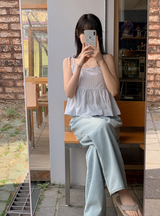 Stripe Flare Sleeveless Blouse (3color)