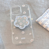 サマーブルーフラワーミラースタンド iPhone ケース