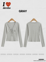 Pure Designer Lace V-neck Long Sleeve T-shirt