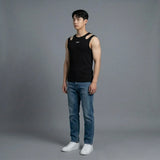 ブラック ツーショルダー スリーブレス Tシャツ