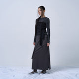 CUT-OUT MAXI LONG SKIRT (CHARCOAL)