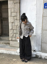 [unisex] ノード カーゴ ポケット ナイロン バンディング ワイド パンツ