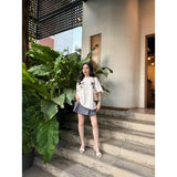 PEANUT STAIN - コケット リボン アイボリー オーバーサイズド Tシャツ