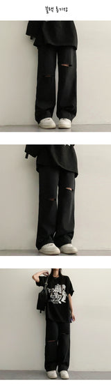 [Basic, Long/S~2XL] [Summer Long Pants!] Well Knee Cutting Waist Bendable Denim Pants