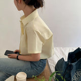 【BELLIDE MADE】定番セミクロップド半袖シャツ＆ブラウス