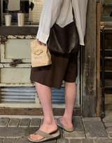 [ LOOKPLE x LEBELMENT ] クールピンタックリネンワイドショーツ