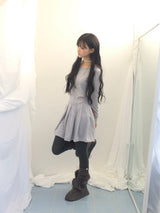line and pleated dress