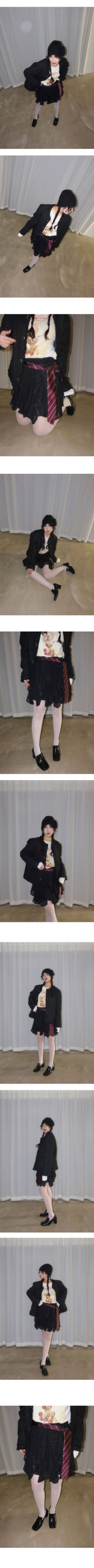 フェアリーフリルシフォンミニスカート (BLACK)