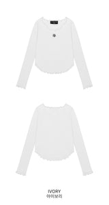 STITCH FRILL U-NECK LONG SLEEVE