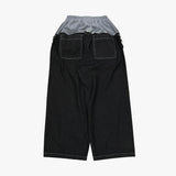 layered deconstructed denim pants_black