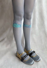 Blue flower mesh socks