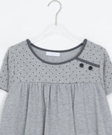 Nata Button Dot Raglan Short Sleeve Tee