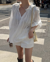 Chani punched lace blouse