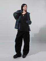 (UNISEX) Vintage Check Hood Shirt