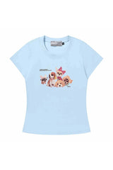 ウォーターカラードッググラフィックTシャツ