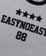 Numbering Patch Crop Ringer T-Shirt - Gray