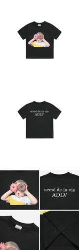 KIDS BABT FACE DOUNUT 1 SHORT SLEEVE T-SHIRT BLACK