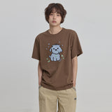 マルチーズチェックアップリケボタンハーフTシャツ