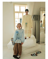 UnsocialNight2025 Autumn Original Two-colour Printed Loose Pullover Long-sleeved Dress Girlish Style