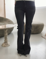 dark black washing pintuck bootcut denim pt