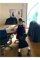 Black mini sleeveless long dress