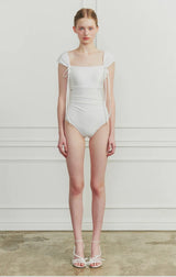 DEW COWL SWIMSUIT white