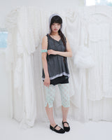 BUTTON LACE CAPRI PANTS / MINT