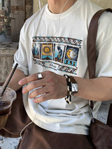 Look Stubbo Ethnic Graphic Pigment Oversized Short Sleeve T-Shirt