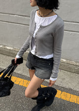 リブ Uネックカーディガン