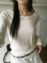 Alkan Basic Ribbed U-Neck Inner Long Sleeve T-Shirt